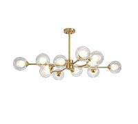 KXEcoLife Living Room Bedroom Dining Magic Bean Molecular Light,Simple Creative Branches Chandelier,G9 Nordic All Copper Chandelier-Copper and ball cover 12t