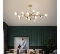 KXEcoLife Living Room Bedroom Dining Magic Bean Molecular Light,Simple Creative Branches Chandelier,G9 Nordic All Copper Chandelier-Copper and ball cover 15t