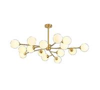 KXEcoLife Living Room Bedroom Dining Magic Bean Molecular Light,Simple Creative Branches Chandelier,G9 Nordic All Copper Chandelier-Copper and milk white cover 15t