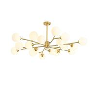 KXEcoLife Living Room Bedroom Dining Magic Bean Molecular Light,Simple Creative Branches Chandelier,G9 Nordic All Copper Chandelier-Copper and milk white cover 18t