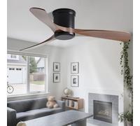 KXEcoLife Low Profile Ceiling Fan Without Light Flush Mount Fans With Remote Control 6 Speeds, Propeller 3 Blades, DC Motor Quiet No For Bedroom Living Room Patio Kitchen