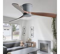 KXEcoLife Low Profile Ceiling Fan Without Light Flush Mount Fans With Remote Control 6 Speeds, Propeller 3 Blades, DC Motor Quiet No For Bedroom Living Room Patio Kitchen