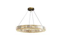 KXEcoLife Luxury Classy Crystal Round Pendant Lights Led Lighting Over Living Room Stainless Steel Hanging Lamps
