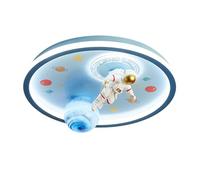 KXEcoLife Mid Century Blue Cartoon Astronaut Children's Room Flush Mount Ceiling Light Fixture Modern Close To Kids Lamp Nordic Creativity Kindergarten Chandelier For Boys Girls Bedroom Nurs