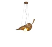 KXEcoLife Mid Century Vintage Leaf Resin Fiberglass Chandelier,E27 Base Single Head Hanging Light,Indoor Adjustable Height Pendant Light(Wood color 53cm)