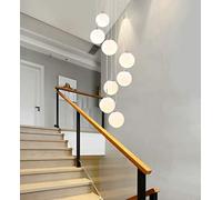 KXEcoLife Minimalist Chandelier for Living Room Modern Stairs Long Duplex Pavilion Villa Multi Glass Balls Fashion Creative Restaurant White Made in China