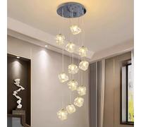 KXEcoLife Minimalist Long Chandelier Staircase Pendant Lights Irregular Crystal Drop Shaped Ceiling Lamp For Modern Interiors Large Living Room, In The Villa, Duplex Building(Size:12 ball)