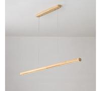 KXEcoLife Modern 16W LED Linear Chandelier Minimalist Wooden Pendant Light Fixture for Kitchen Island Dining Room Hallway Bar Living Stylish Illumination Decor