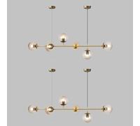 KXEcoLife Modern 6-Light Globe Pendant Lamp, E27 Adjustable Chandelier, Nordic Style Glass Hanging Light, Ideal for Kitchen Island, and Contemporary Spaces