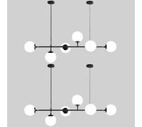 KXEcoLife Modern 6Light Adjustable Height Crystal Globe Pendant Lamp Vintage MidCentury Industrial Lighting for Kitchen Island Living Room Farmhouse Decor.