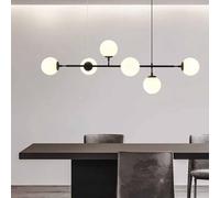 KXEcoLife Modern 6Light Adjustable Vintage Crystal Globe Pendant Lamp MidCentury Industrial Lighting for Kitchen Island Living Room Farmhouse Décor.