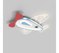 KXEcoLife Modern Blue Airplane Kids Flush Mount Ceiling Light Fixture Nordic Creativity Boy Girl's Bedroom Lamp Minimalist Baby's Room Chandelier For Kindergarten Nursery Children's