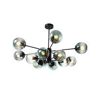 KXEcoLife Modern Chandelier Black Lamp Base Adjustable,Magic Bean For Restaurant Café,E27 Industrial Artificial Satellite Earth Glass Shade-Blue lampshade 16 head Decoration