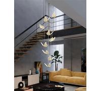 KXEcoLife Modern Chandelier - Dimmable Acrylic Butterfly Pendant Light Adjustable Height Ideal for High Ceilings in Living Room Villa Bedroom and Hallway Decor.