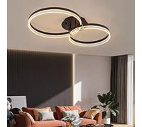 KXEcoLife Modern Dimmable LED Ceiling Light - Creative Black Metal Rings Chandelier for Living Room Kitchen Bedroom Office Kids Stylish Acrylic Round Fixture (Size: 40/50cm)
