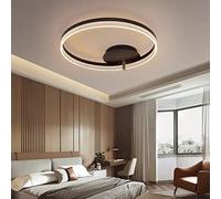 KXEcoLife Modern Dimmable LED Ceiling Light Fixture - Black Metal & Acrylic Ring Chandelier for Living Room Kitchen Bedroom Office Kids 40cm Creative Interior Lighting