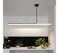 KXEcoLife Modern LED Pendant Light, 40W Adjustable Chandelier with Remote Control, Linear Design for Dining Room, Kitchen, Office, Restaurant - Black, 120cm