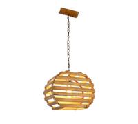 KXEcoLife Modern Natural Style Brown Hanging Lamp Headboard Decoration Bamboo Art Pendant Light Hollow Design Chandelier Suitable for Lobby Bedroom Kitchen Island Corridor