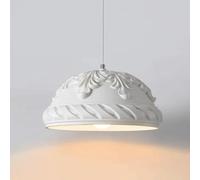 KXEcoLife Modern Nordic Style Resin Chandelier,E27 Base Head Ceiling Hanging Light,French Simple Carved Pendant Light,Indoor Adjustable Height