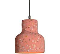KXEcoLife Modern Pendant Lights Terrazzo Lamp Adjustable Height Cylinder Concrete Speckled Ceiling Light for Kitchen Island Dining Room Living Hallway(Red)