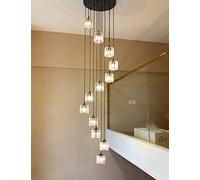 KXEcoLife Modern Simple Spiral Staircase Chandelier Crystal Light Shade Ceiling Balls Glass Bubble Lamp Large Pendant Fixtures for Living Room Hallway Duplex Hanging Lights 50×250cm,12 Ball