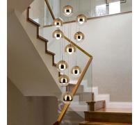 KXEcoLife Modern Staircase Chandelier Minimalist Interesting Design, Adjustable Hanging Pendant Light Long Ceiling Suitable For Stairs, Living Room, Duplex Building, Villa 40x200 Cm 10 Light