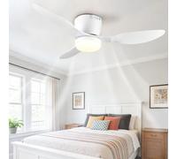 KXEcoLife Modern White Ceiling Fan with Light Indoor Quiet Fans Dimmable LED for Bedroom Dining Room Living Smart Remote/APP/Voice Control, 6 Speeds