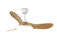 KXEcoLife Modern White Ceiling Fan with Light Wood Quiet Fans Dimmable LED Smart Remote/APP/Voice Control, 6 Speeds for Bedroom Dining Room Living