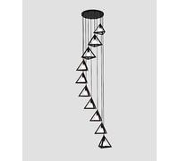 KXEcoLife Multi Balls Lights Staircase Creativity Long Chandelier Large Pendant Modern Minimalist Ceiling Light For Living Room Duplex House spiral Black Color Retro Industrial Style