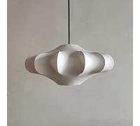 KXEcoLife Nordic Classical Oval Fabric Lantern Pendant Light Silkworm Cocoon White Ceiling Hanging Lights for Kitchen Island Round Large Modern Chandelier Bedroom