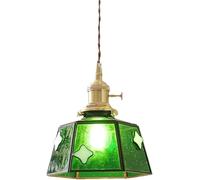 KXEcoLife Pendant Light, Stained Glass Ceiling Hanging Lamp, Kitchen Island Lighting Fixture, E27 Suspended Chandelier for Restaurant