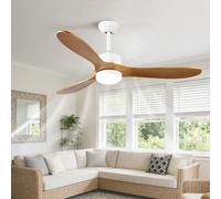 KXEcoLife Quiet Ceiling Fans with Dimmable LED Light Modern Wood Fan Smart Remote/APP/Voice Control, 6 Speeds for Bedroom Dining Room Living
