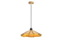 KXEcoLife Retro Creative Umbrella-Shaped Ash Wood Chandelier,E27 Base Single Head Hanging Light,Indoor Adjustable Height Decorative Pendant Light for Kitchen Island Dining(Natural A 40cm)