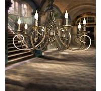 KXEcoLife Retro Pendant Lamp Industrial Hanging E14 Wrought Iron Room Light Height AdjustableLamp Antique Candle Metal Country Style Dining Kitchen Living Bedroom Chandelier,B