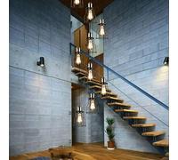 KXEcoLife Retro Staircase Long Chandelier Stair Light Customizable Minimalist Duplex Hollow Living Room Loft Creative Hotel Villa Stairwell High Ceiling Pendant 8 Lam(Size:American style)