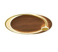 KXEcoLife Retro Wood Grain Metal Ceiling Lamp, 20.9" Flat Panel Light, 6000K Cold White Eye Protection Fixture for Study & Bedroom, Stylish Design, Imitation Walnut