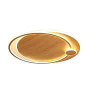 KXEcoLife Retro Wood Grain Metal Ceiling Lamp, Simple 6000K Cold White Light, Eye Protection Flat Panel Light for Study & Bedroom, Stylish Chandelier Design, Modern Home Lighting