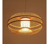 KXEcoLife Round Bamboo Chandelier, Creative Teahouse Pendant Light,Chinese Fixtures lighting, B&B Guest Room Droplight,Pastoral Personality Takemoto Color E27 Hanging Lamp The