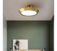 KXEcoLife Semi Flush Mount Ceiling Light 23.6 Inch Black Metal LED Thin Round Lamp Modern for Bedroom Living Room Kitchen Bathroom(Gold 11.8in)