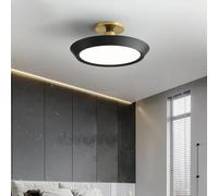 KXEcoLife Semi Flush Mount Ceiling Light 23.6 Inch Black Metal LED Thin Round Lamp Modern for Bedroom Living Room Kitchen Bathroom(Black 11.8in)