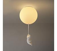 KXEcoLife Semi Flush Mount Ceiling Light, Cute Chandelier with Cream Glass Shade 1 Bulb Balloon Polar Bear Design Pendant Light lamp for Nursery Kids Room Dining Living Bedroom, 10"