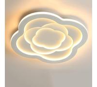 KXEcoLife Semi Flush Mount Ceiling Light Interior Warm LED Lamp Modern Bedroom Study Living Room Dining Decorative Art White Iron Flower Hanging