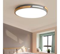 KXEcoLife Semi Flush Mount Ceiling Light LED 42W Wood Modern 23.6Inch Round Hallway Lamp for Kitchen Bedroom Corridor(Natural Gray 23.6in)