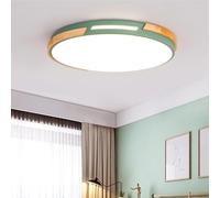 KXEcoLife Semi Flush Mount Ceiling Light LED 42W Wood Modern 23.6Inch Round Hallway Lamp for Kitchen Bedroom Corridor(Green 15.7in)