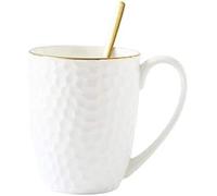 KXEcoLife Simple and High-Grade Bone China Coffee Cup Drawing Gold Mug Ceramic Afternoon Tea Gift Cup,A,350ml,Pleasant63
