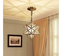 KXEcoLife Single Head Brass Restaurant Cafe Chandelier Indoor Bedside Corridor Decoration Minimalist Five-pointed Star Entrance Light Creative Personality Bar Lamp Interesting