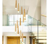 KXEcoLife Staircase Long Pendant Lamp,Meteor Shower Villa Rotating Loft Apartment Elevated Living Room Lamp Duplex Building 12 Heads,White Light