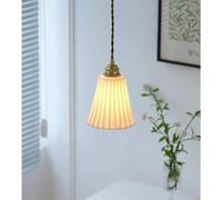 KXEcoLife Sturdy Durable Ceramic Shade Balcony Pendant Lamp Single Head Small Chandelier Adjustable Lamps Creative Indoor Lighting Decoration Lights For Bedroom Bedside Living Room