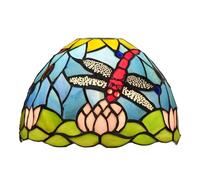 KXEcoLife Tiffany Lamp Shade Replacement, 8 Inch Small Stained Glass Ceiling Light Only Lotus Dragonfly Vintage Style Art Deco for Pendant Wall Lamps Chandelier