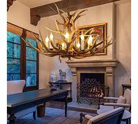 KXEcoLife Vintage Farmhouse Deer Horn Chandelier with 8/12 Lights, Perfect for Dining Room, Kitchen, or Living Room. Rustic Antler Design adds a Touch of Nature to Your Home Decor